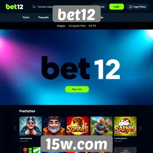 Interface do usuário do site de jogos bet12